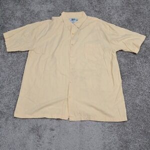 Beach Blue Mens XXL Yellow Gingham Bamboo Fiber Short Sleeve Button Down Shirt
